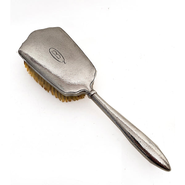 Hammered Sterling Silver Brush ,part of vanity set Marked Asahi