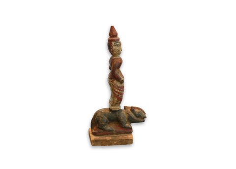 Human Nat Standing on the Back of a Mythical Animal, Burmese (Myanmar), 19th Century