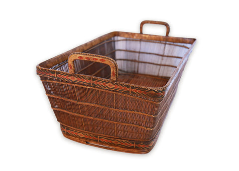 Rectangle Shaped Bamboo Vegetable Basket, Southern Thailand, Early 20th century
