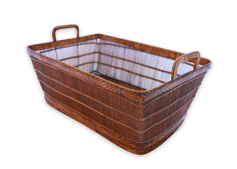 Rectangle Shaped Bamboo Vegetable Basket, Southern Thailand, Early 20th century