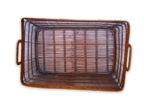 Rectangle Shaped Bamboo Vegetable Basket, Southern Thailand, Early 20th century